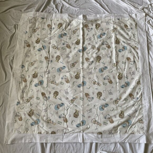 Vintage Precious Moments Baby Quilt Blanket 36" X 36" Custom Handmade White Cott - Picture 1 of 10